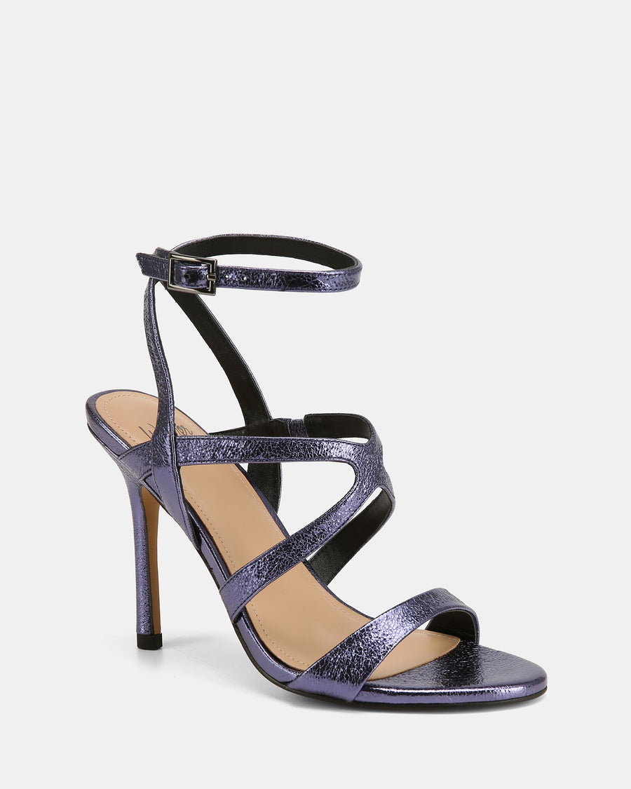 Uma High Sandals Blue Metallic Leather