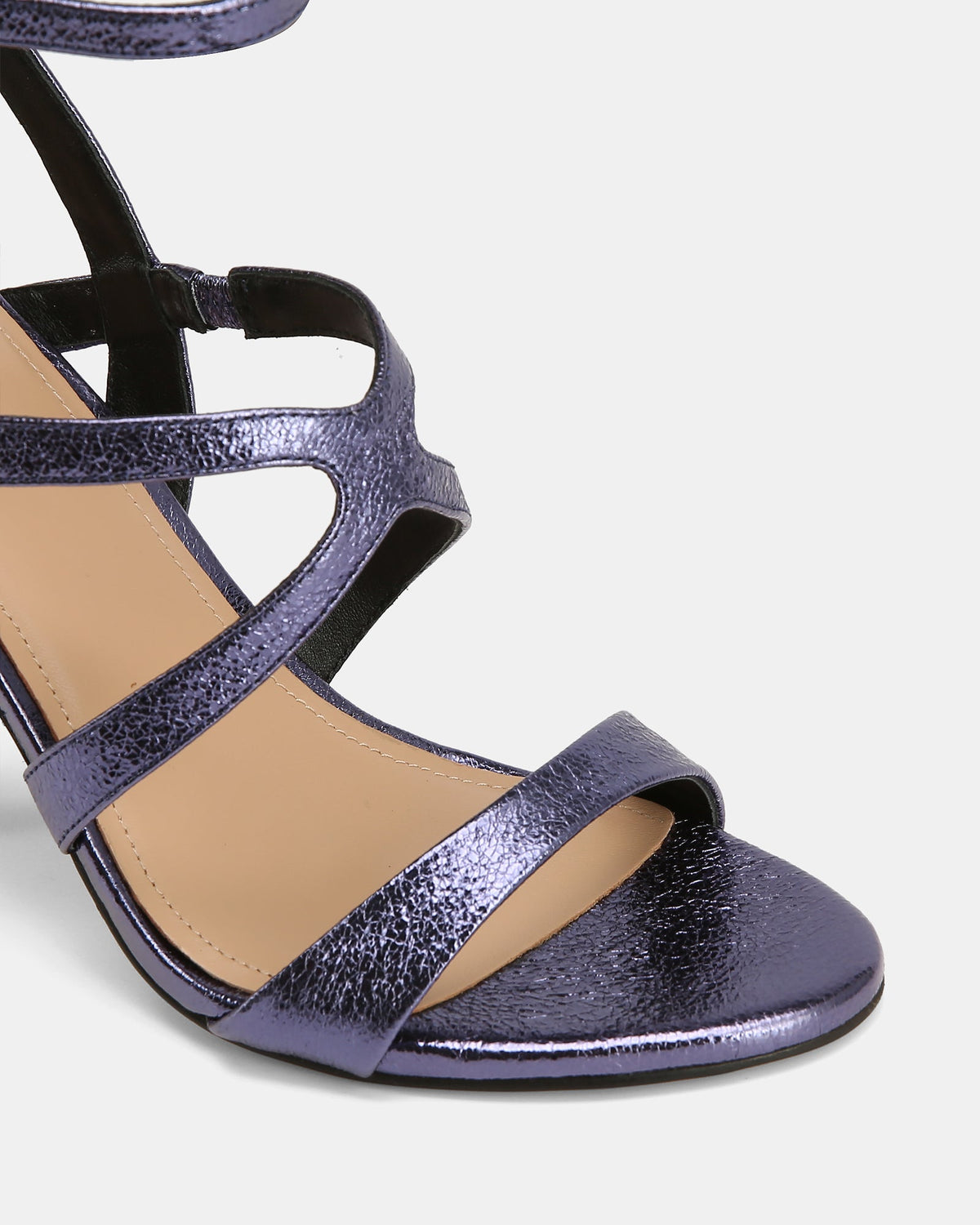 Uma High Sandals Blue Metallic Leather