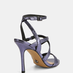 Uma High Sandals Blue Metallic Leather