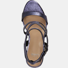 Uma High Sandals Blue Metallic Leather