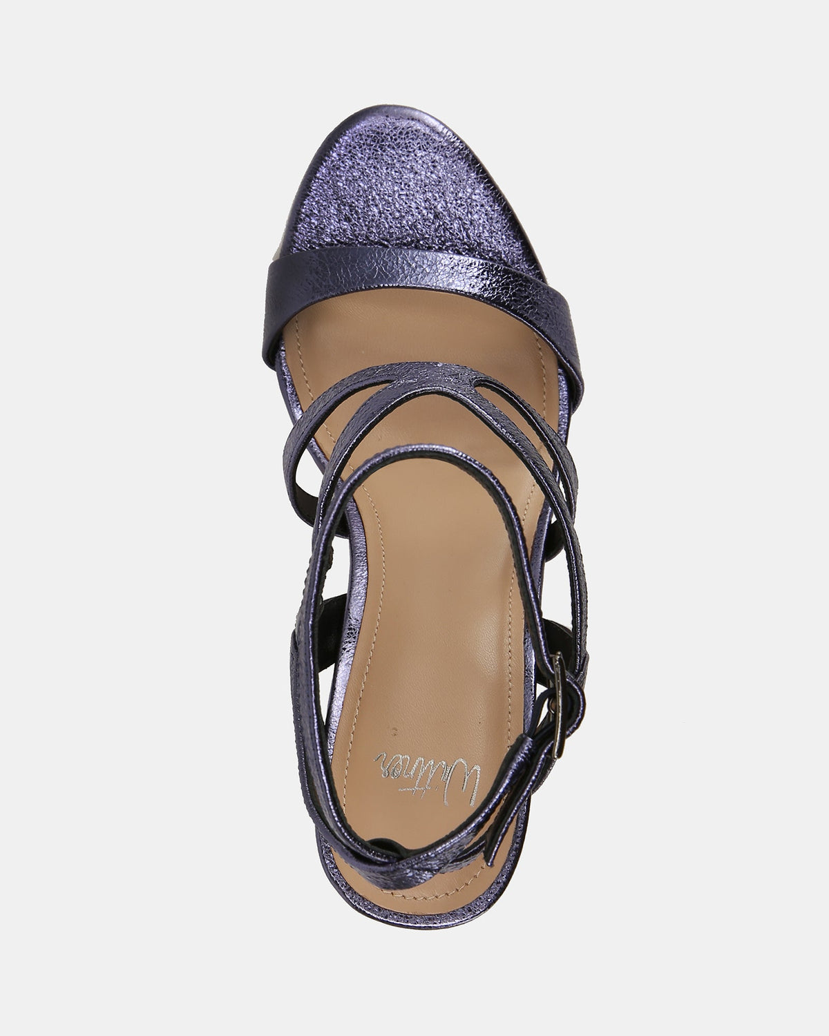 Uma High Sandals Blue Metallic Leather