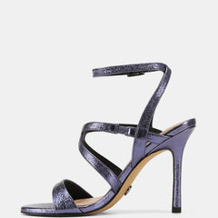 Uma High Sandals Blue Metallic Leather