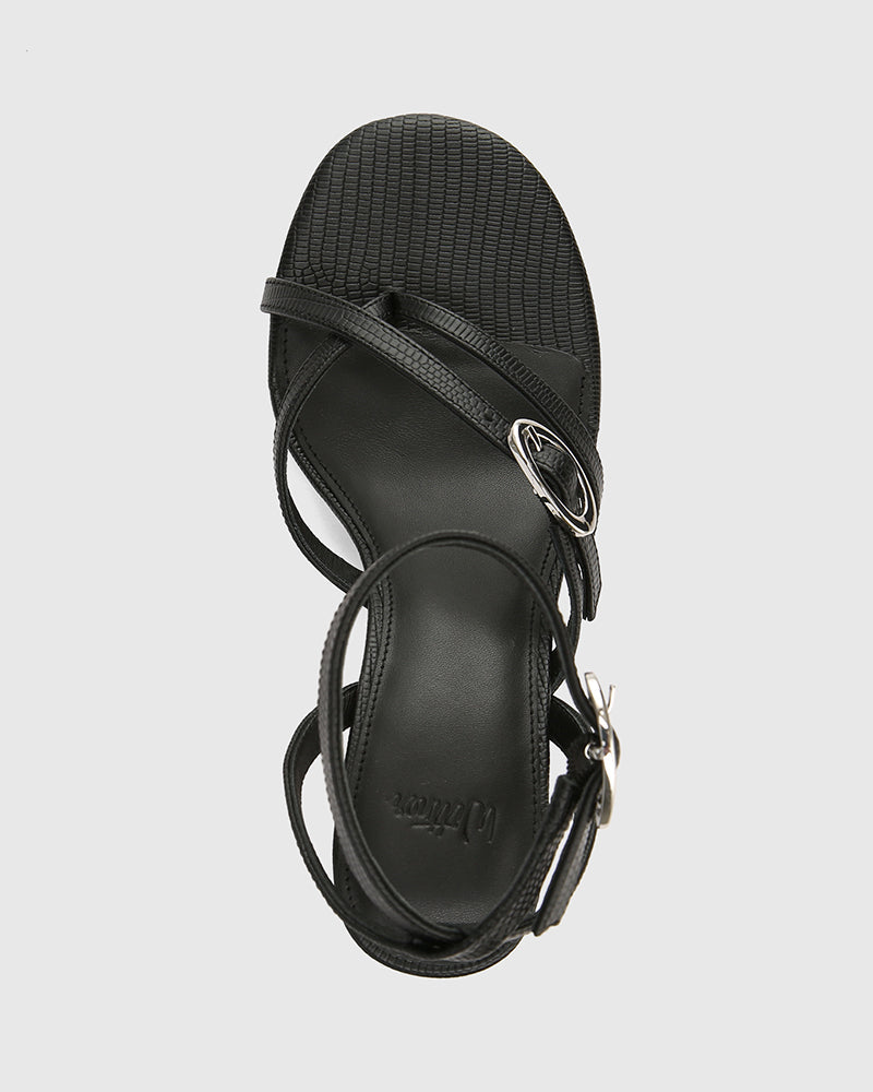 Utari Black Reptile Emboss Leather