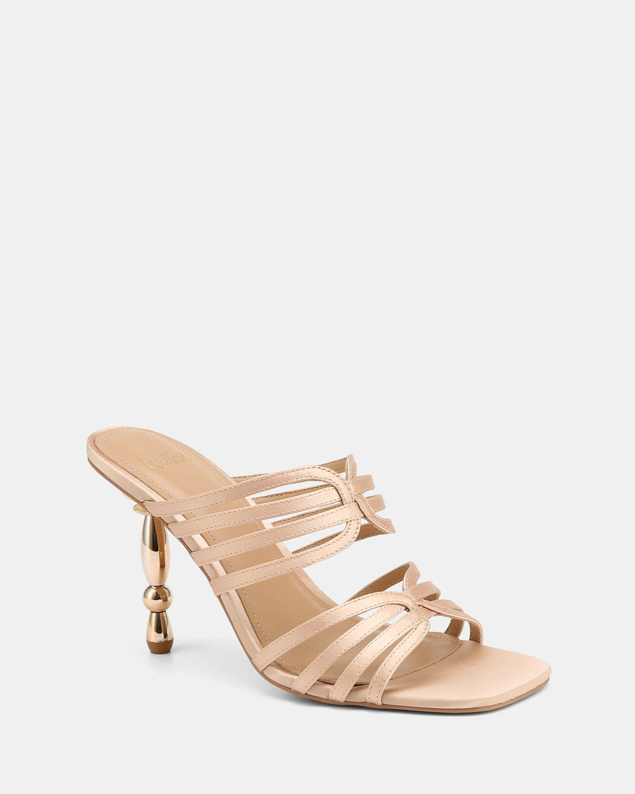 Yasmin High Sandals Champagne Satin