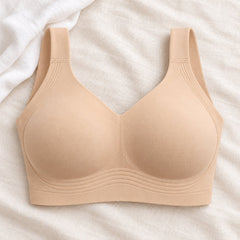 The Everyday Wireless Bra, Nude, fit on body