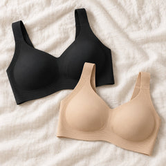 The Everyday Wireless Bra, Black and Nude together