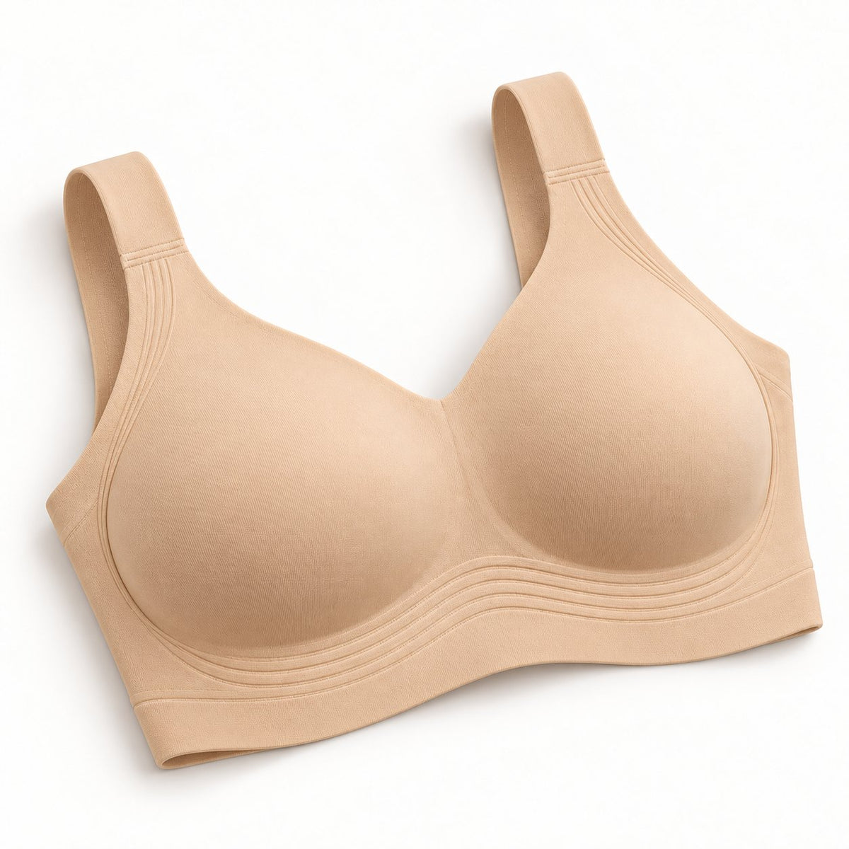The Everyday Wireless Bra in Nude, detail view