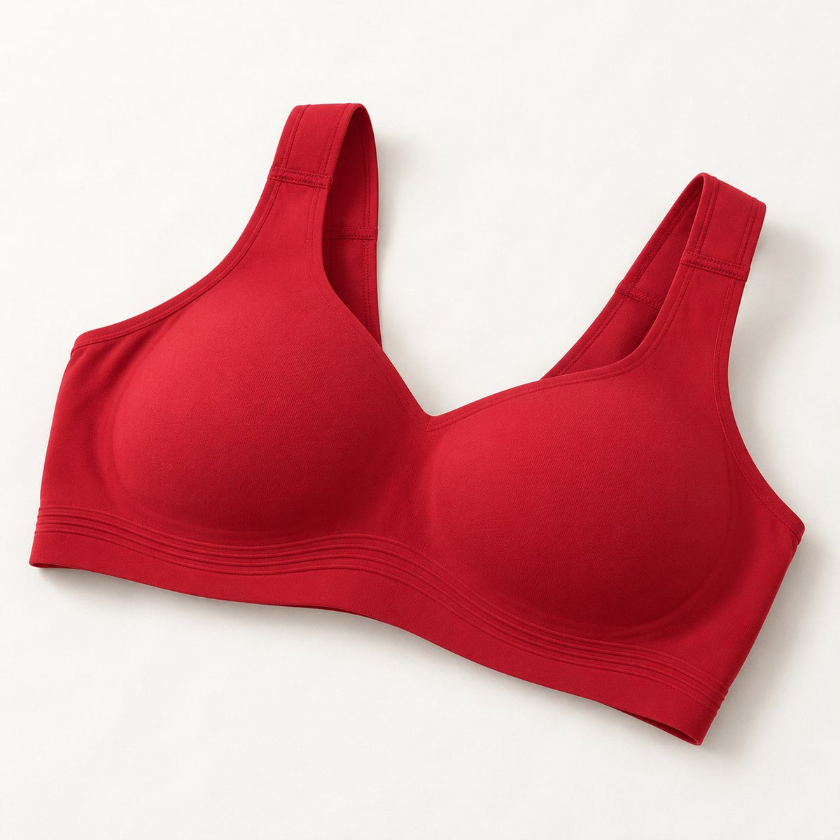 The Everyday Wireless Bra in Red, detail view
