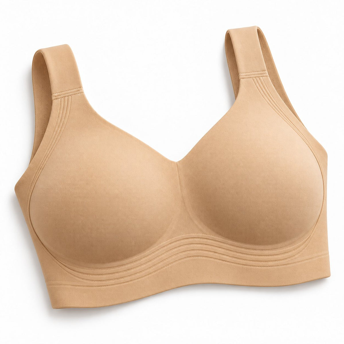The Everyday Wireless Bra in Tan, detail view