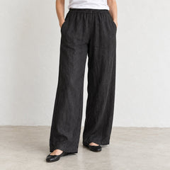 The Wide-Leg Linen Trouser in Black