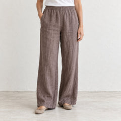 The Wide-Leg Linen Trouser in Chocolate Brown