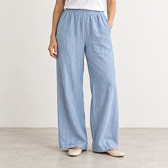 The Wide-Leg Linen Trouser in Dusk Blue