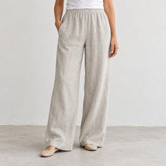 The Wide-Leg Linen Trouser in Natural Linen