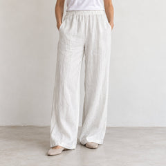 The Wide-Leg Linen Trouser in Off White