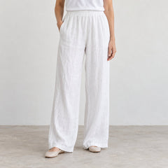 The Wide-Leg Linen Trouser in White
