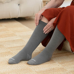 The Wide-Calf Bamboo Compression Sock in Essential Gray